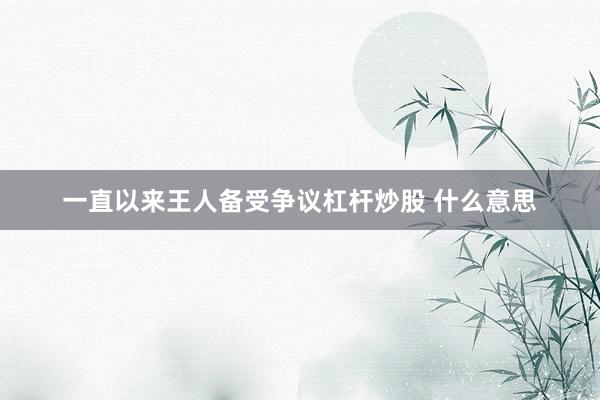 一直以来王人备受争议杠杆炒股 什么意思