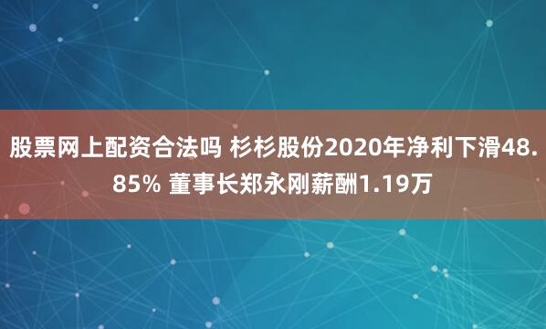 股票网上配资合法吗 杉杉股份2020年净利下滑48.85% 董事长郑永刚薪酬1.19万